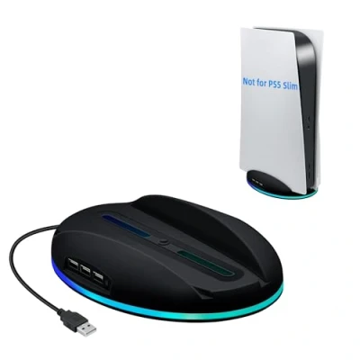 Afbeelding van Mcbazel Verticale RGB houder voor PS5 console met USB 2.0 oplaadpoorten, compatibel UHD en Digital Edition consoles, zwart (niet Slim)
