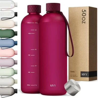 Afbeelding van KIVY Tritan waterfles (donkerrood, 1500 ml)
