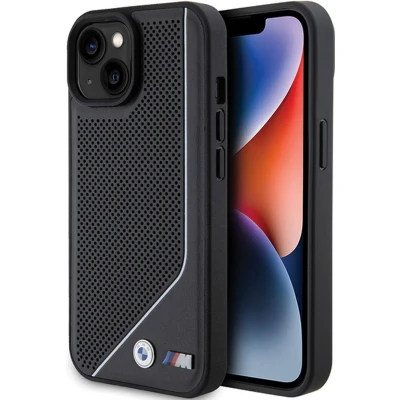 Afbeelding van BMW M Perforated Twisted Line Back Case (MagSafe Compatible) Geschikt voor Apple iPhone 15 (6.1&quot;) Zwart