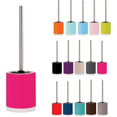 Afbeelding van MSV Shine Toilet/wc borstel houder keramiek/metaal fuchsia roze 38 cm