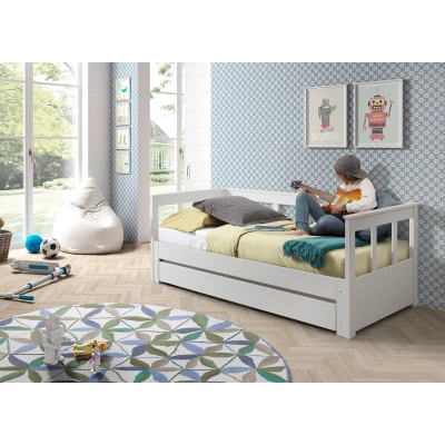 Afbeelding van LUCEVI Pino 91 Uitschuif Kajuitbed + Lattenbodem Wit 90/180x200 cm