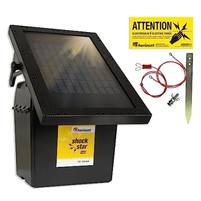 Afbeelding van horizont Shockstar S40 9 V/12 V zonne omheining met 5 W zonnepaneel voor meer dan km omheining, paarden, runderen, schapen, katten, honden, led display 3 niveaus, circuit