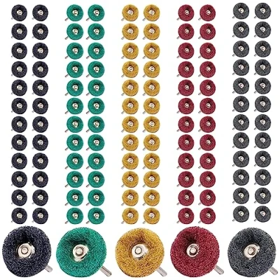 Afbeelding van 120 stuks 25 mm schuurschijven: schuurschijven korrel 80/150/240/400/600, polijstwielen met 3 schacht, polijstaccessoires voor Dremel rotatiegereedschap
