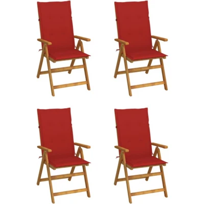 Afbeelding van Tuinstoelen 4 st verstelbaar met kussens massief acaciahout