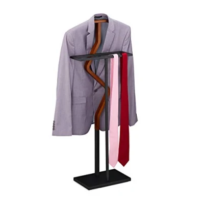 Afbeelding van Relaxdays dressboy staal bruin kledingstandaard kledingbutler kledingrek hout