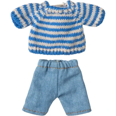 Afbeelding van Maileg poppenkleding grote broer gebreide trui en broek 13 cm