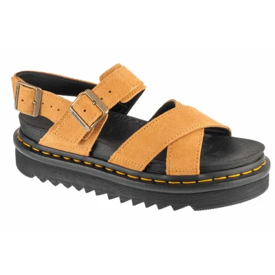 Afbeelding van Dr. Martens VOSS II Sandalen met plateauzool, Dames, Maat: 39, Tan Veloursleer