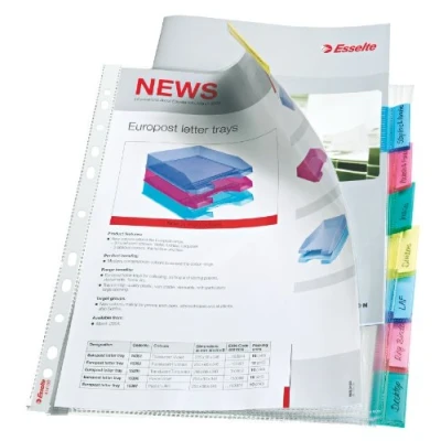 Afbeelding van Esselte 414150 tabbladen met 8 toetsen van glad polypropyleen A4 80µ transparant