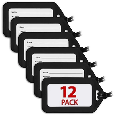 Afbeelding van Mifflin Bagagelabels Zwart, 12 pack Reistaslabel voor bagage Kofferlabels