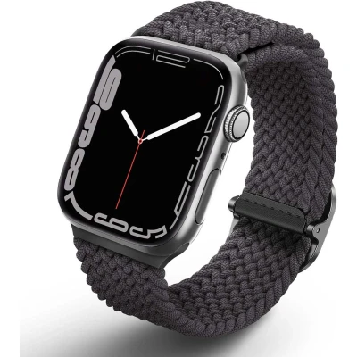 Afbeelding van Uniq Aspen Braided bandje voor de Apple Watch 1 / 2 3 4 5 6 7 8 9 SE Ultra (2) 42 44 45 49 mm Granite Grey