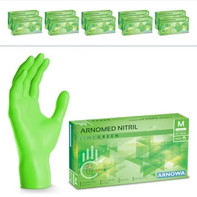 Afbeelding van ARNOMED Groene wegwerphandschoenen, nitril handschoenen, maat M, wegwerphandschoen 2000 stuks (20 dozen), poedervrij en latexvrij, wegwerphandschoenen in XS, S, L XL