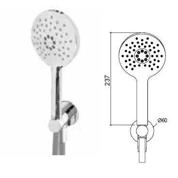 Afbeelding van Waterevolution Flow ronde handdoucheset compleet met muuraansluiting volledig RVS T1621RIE