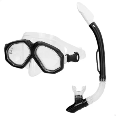 Afbeelding van Snorkelbril en buis voor Kinderen AquaSport Zwart Volwassenen (2 Stuks)