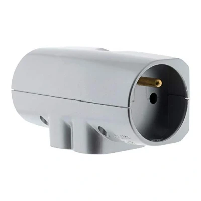 Afbeelding van Stekkerdoos met 4 zijstopcontacten voor flatscreen tv, viervoudig, 2 x 16 A + 6 A, chroom, Zenitech