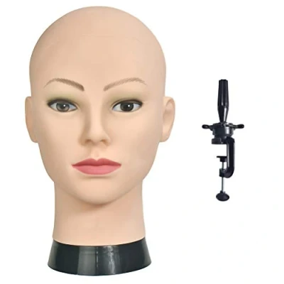Afbeelding van Kaal dummyhoofd voor cosmetologie professionals, het maken van pruiken en presentatie, inclusief klem