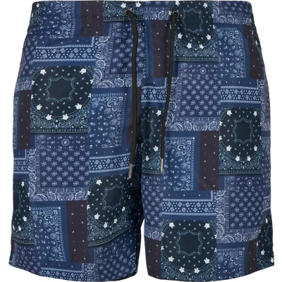 Afbeelding van Urban Classics Pattern Zwemshorts, Heren, Maat: Large, Navy bandana aop