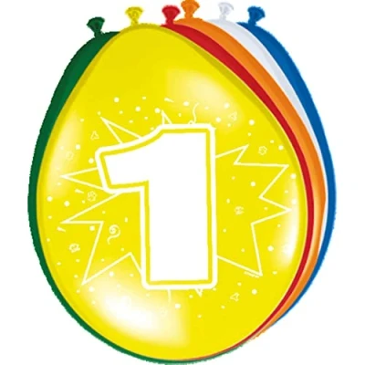 Afbeelding van Ballonnen 1 jaar 8 stuks