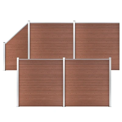 Afbeelding van Schuttingset 4 vierkant en 1 schuin 792x186 cm HKC bruin