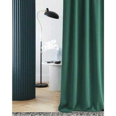 Afbeelding van ROOM99 Laurel Verduisteringsgordijn met ogen, 140 x 280 cm (b h), voor woonkamer, slaapkamer, donkergroen