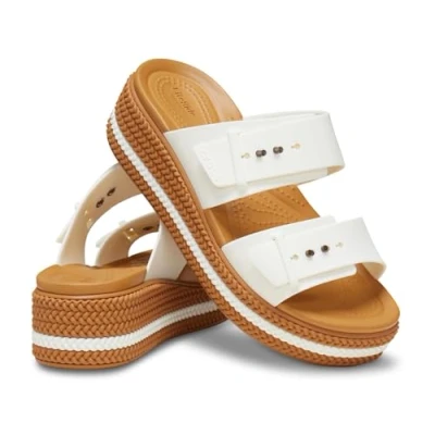 Image de Crocs Brooklyn Buckle Low Wedge Sandales compensées pour femme, Craie, 41/42 EU