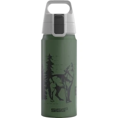 Afbeelding van SIGG Aluminium drinkfles voor kinderen WMB ONE Brave Wolf Geschikt koolzuurhoudende dranken Lekvrij Vederlicht BPA vrij ClimatePartner gecertificeerd Sport en school Groen