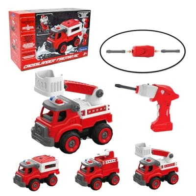 Afbeelding van Lexibook, Crosslander® Fireman RC, radiografisch bestuurbare brandweerwagen, 3 constructies mogelijk, 33 delen, inclusief elektrische en handmatige schroevendraaier, RCP25