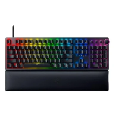 Afbeelding van Razer Huntsman V2 (Purple Switch) Praktisch latentievrij optisch gaming toetsenbord (klikkende optische switches, Doubleshot PBT toetsen, polssteun) QWERTZ DE lay out zwart