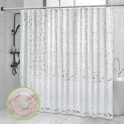 Afbeelding van OTraki Douchegordijn, 240 x 200 cm, halftransparant, waterdicht, schimmelwerend, 0,18 mm, dik, EVA, badgordijn, 3D Frosted, badkamer, gordijn met 16 haken voor badkuip, douchegordijn