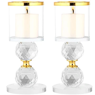 Afbeelding van Belle Vous 2 Pak Grote Kristal Goud Glazen Kaarsen Kandelaars H15,5 Doorzichtig Taps toelopende Houders Decoratief Kopstuk Ornament voor Huis, Bruiloft, Feest, Tafel &amp; Dinertafel