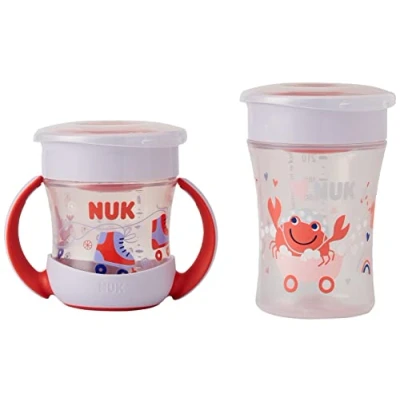Afbeelding van NUK Magic Cup &amp; Mini Duo drinkbeker 360 lekvrije rand 6+ maanden lekvrij en BPA vrij 160 ml 230 blauw