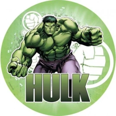 Afbeelding van Hulk taartdecoratie, rond, 20 cm, verjaardagstaartdecoratie