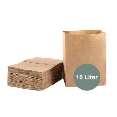 Afbeelding van ZURAS® 50 papieren vuilniszakken 10 l biologische afvalzakken voor de prullenbak van vocht en scheurbestendig papier, zakken