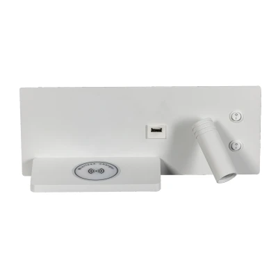 Afbeelding van ETH Nighty right wandlamp led 3W + 7W 2700K met usb draadloos laden Wit