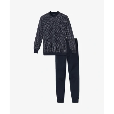 Afbeelding van Schiesser pyjama heren donkerblauw geprint