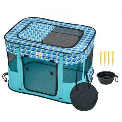 Image de VEVOR Parc pour Chien Portable 812x609x558 mm Enclos Chat Chiot Pliable Tissu Oxford 600D Imperméable Fermeture Éclair Intérieur, Extérieur, Voyage, Camping, Activité Plein Air (Rectangulaire, S)
