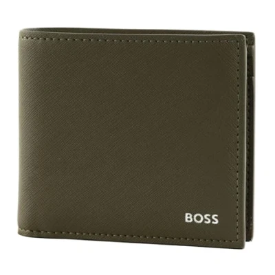 Afbeelding van BOSS Leren portemonnee Zair 4 CC Coin Wallet Open Green kaki