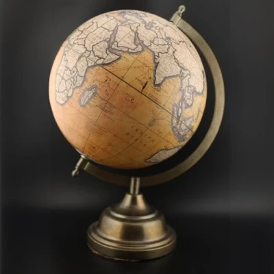 Afbeelding van EXERZ Antieke wereldbol van 20 cm met metalen basis, handgemaakte decoratieve SI 7047 (20 cm)