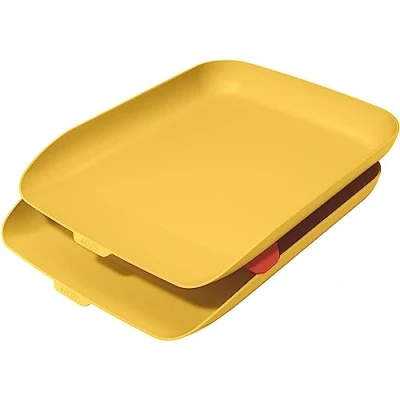 Afbeelding van Leitz Cosy Set Van 2 Brievenbakken Brievenbakjes voor A4 En C4 Formaten Ideaal Thuiskantoor/Thuiswerken Warm Geel