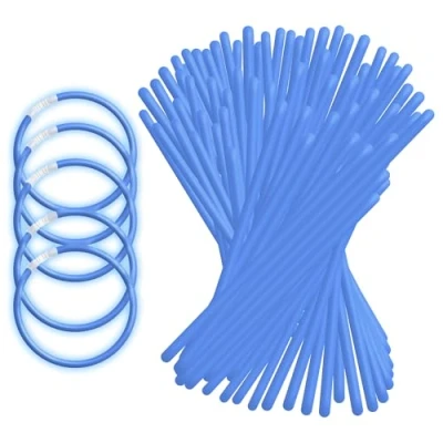 Afbeelding van UV FLOOR 100 stuks neonlichtarmbanden + connectoren premium kwaliteit lichtgevende accessoires fluorescerend feest kostuum neonblauw