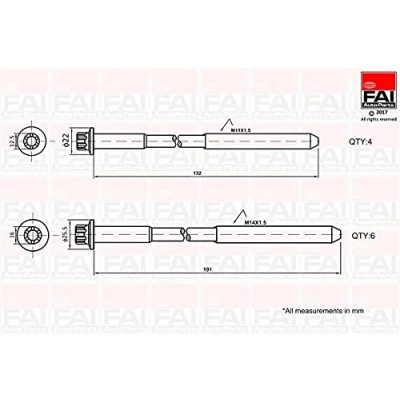 Afbeelding van FAI AutoParts B1625 Cilinderkopbouten Buiten Torx 4, 6 FIAT: Ducato III Van, Minibus, Platform / Chassis
