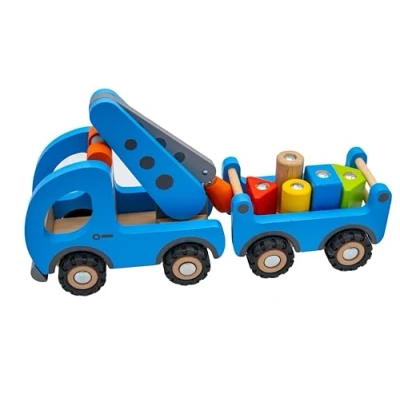 Afbeelding van Goki Houten Takelwagen met Aanhanger