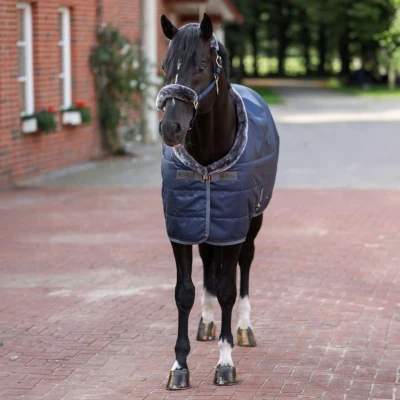 Afbeelding van Bucas Staldeken Show Line Navy/Grijs 165/213
