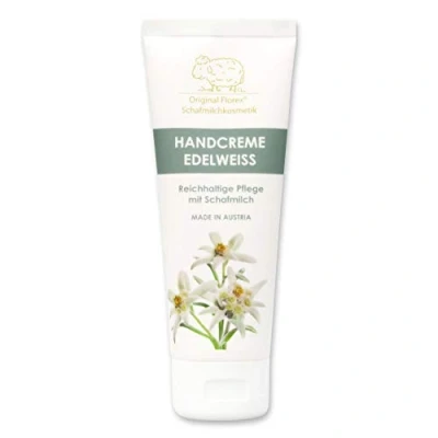 Afbeelding van Florex Edelweiss handcrème, rijke en intensieve verzorging voor droge beschadigde handen met schapenmelk zonder palmolie, 75 ml