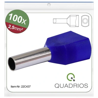 Afbeelding van Quadrios 22C437 Dubbele adereindhulzen 2.5 mm² Deels geïsoleerd Blauw 1 set(s)