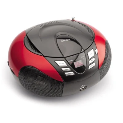 Afbeelding van Lenco SCD 37 USB Red Draagbare FM Radio CD en speler Rood Black