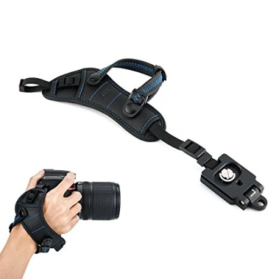 Afbeelding van JJC Polsband voor digitale spiegelreflexcamera (met plaat van het type Arca), metaal, blauw