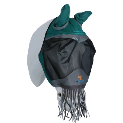 Afbeelding van Shires Vliegenmasker Deluxe Met Neus Franje Groen Pony