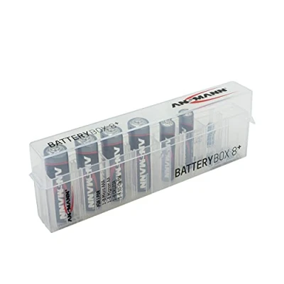 Afbeelding van ANSMANN Opbergdoos voor 1 tot 8 AA/AAA/CR123A batterijen (1 stuk) opbergoplossing wegwerpbatterijen als oplaadbaar transportbox van robuust kunststof