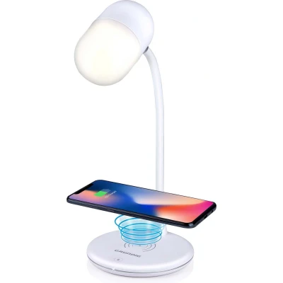 Afbeelding van LED lamp met Luidspreker en Draadloze Oplader Grundig Wit Ø 12 x 26 cm Plastic 3 in 1