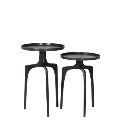 Afbeelding van Light &amp; Living Bijzettafel PANO Ø41x63cm Brons Set van 2